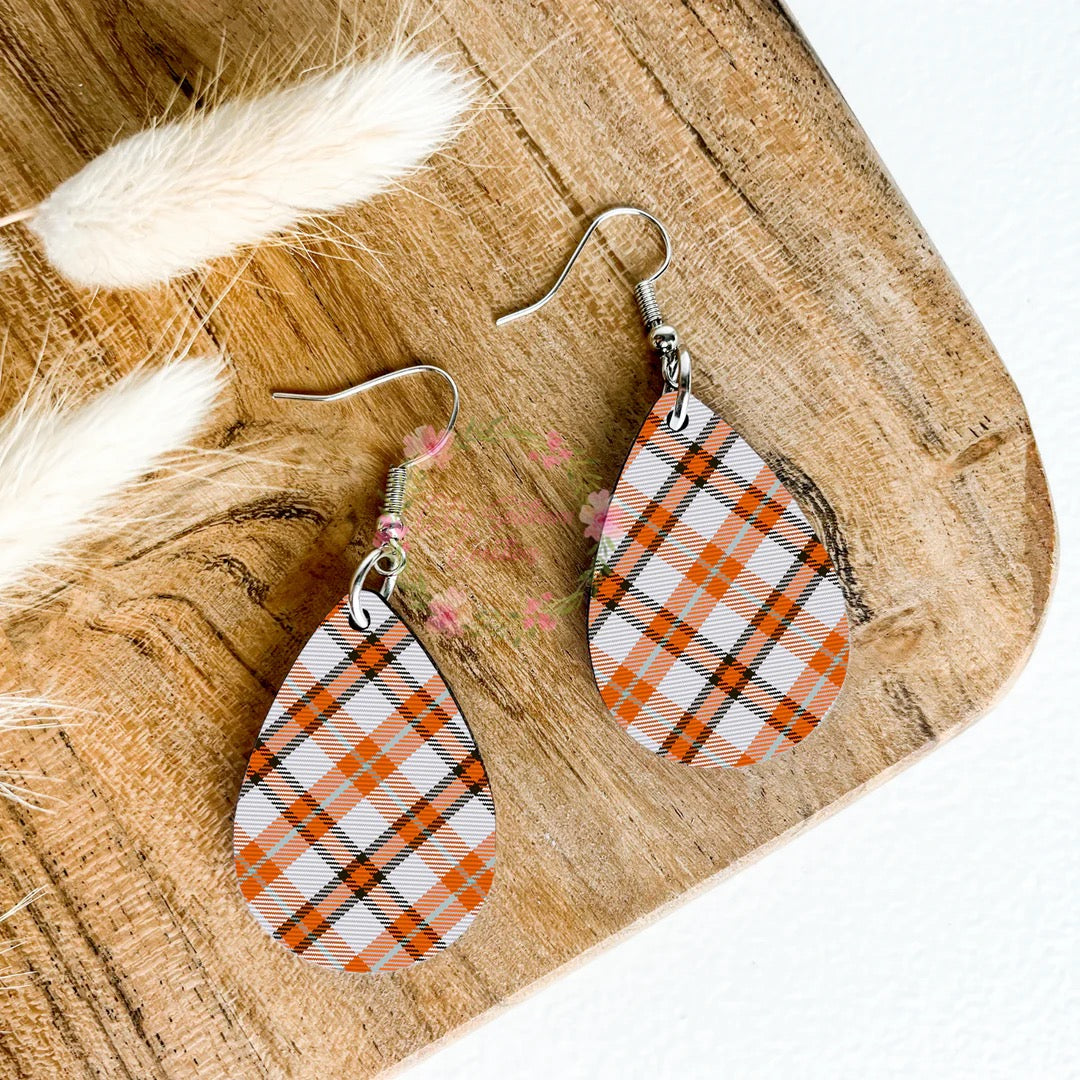 Fall Plaid Drop Earrings